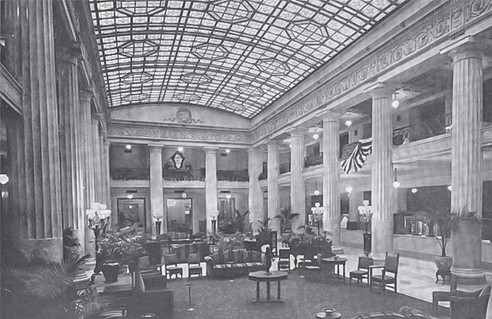 The extravagant lobby of the Hotel Pennsylvania in New York City.