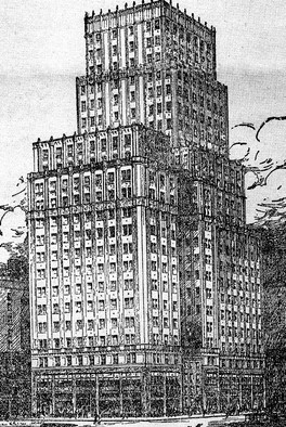 A rendering of the building at 350 Madison Ave. (Borden Building) where Tesla once had an office.